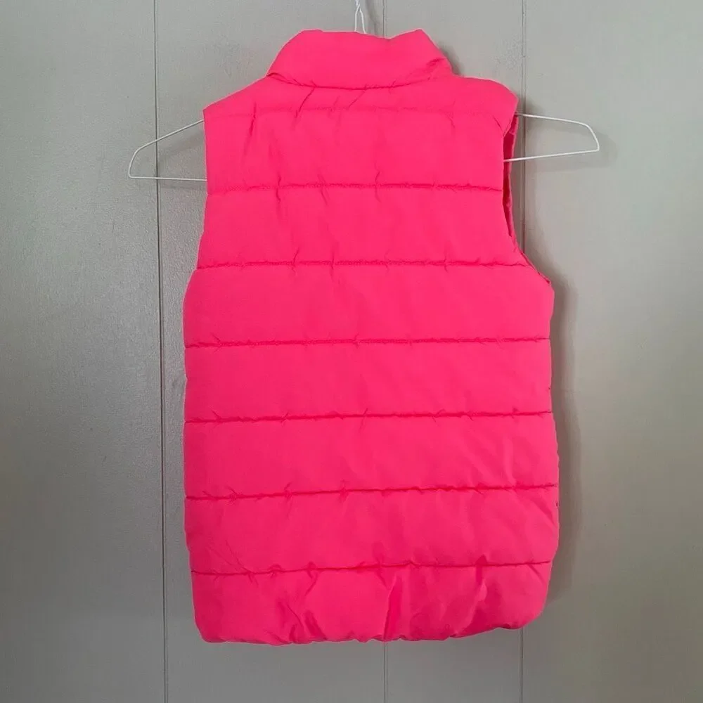 Puma Girls Pink Puffer Vest Size S 7/8 Quilted Zip Up Winter Outerwear